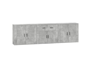 Buffets 3 pcs - bahut - meuble de rangement gris béton bois d'ingénierie