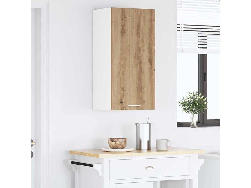  Meuble de rangement cuisine, armoire suspendue chêne artisan et blanc 40x31x80cm  - Conforama D