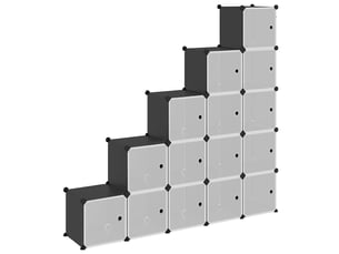 Cubes de rangement 15 pcs avec portes noir pp