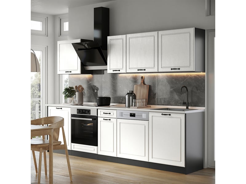 Vicco cuisine, blanc campagneanthracite, 280cm sans plan de travail - Conforama C