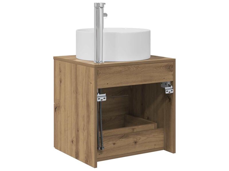  Vanité de lavabo mural, meuble de rangement chêne artisanal 49.5x44.5x65.5 cm  - Conforama E