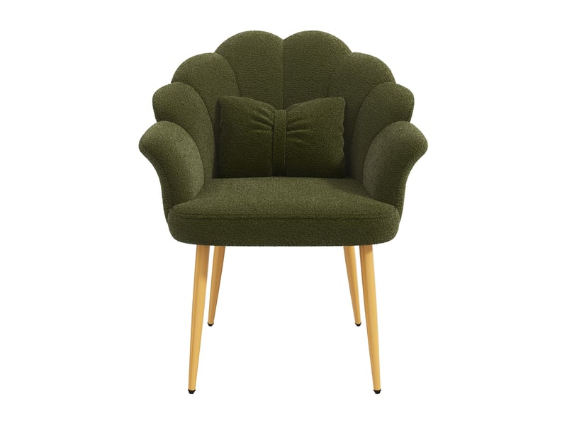Lot de 6 chaises de salle à manger 64 x 65,5 x 85 cm vertes, tissu peluche, accoudoirs et coussins - Conforama D