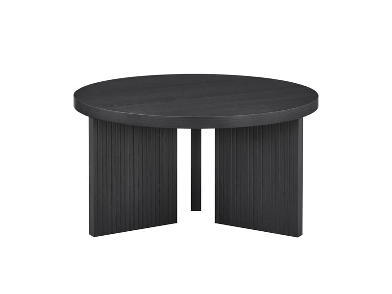  Table basse ronde à pieds rainurés - lpospi - plateau spacieux pour salon, chambre et bureau, mdf noir  - Conforama A
