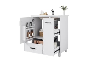 Meuble sous lavabo sur pied 76,5x47x82 cm avec vasque intégrée blanc