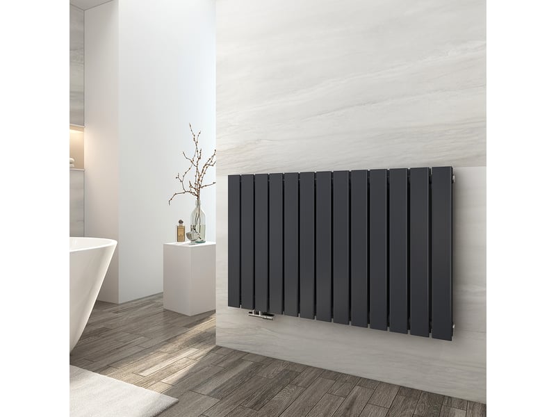 Emke radiateur eau chaude en acier tube plat radiateur mural anthracite 63 x 100,6 cm 1308w double couche - Conforama B