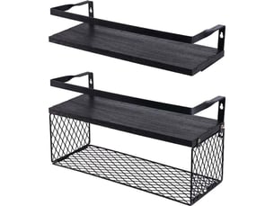Étagère de rangement salle de bain au-dessus wc avec panier métallique et garde-corps