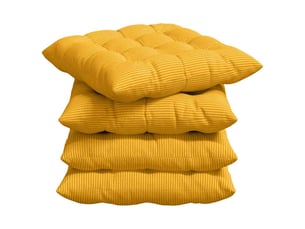 Lot de 4 coussins de siège, coussins décoratifs tissu en velours côtelé jaune clair cf59992