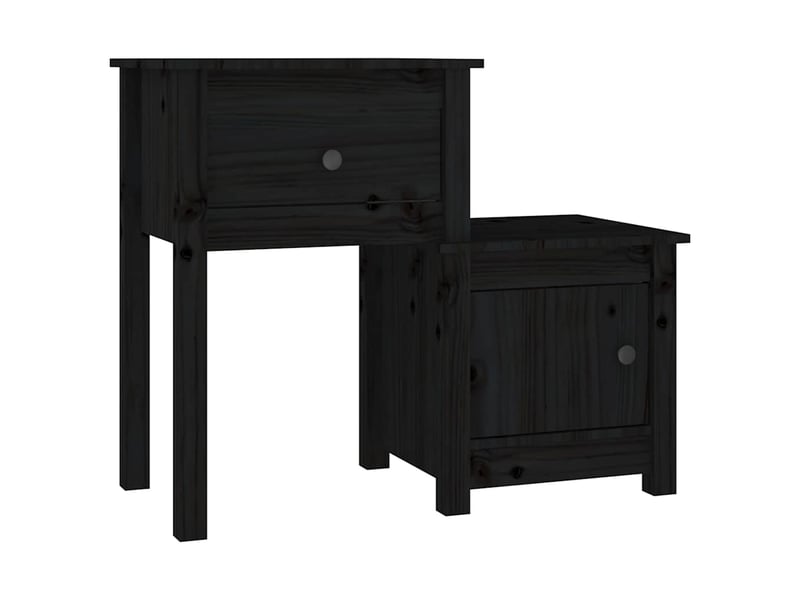  Lot de 2 tables de chevet - cabinet de chevet - table de nuit noir 79,5x38x65,5 cm bois de pin massif  - Conforama B