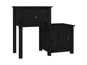 Lot de 2 tables de chevet - cabinet de chevet - table de nuit noir 79,5x38x65,5 cm bois de pin massif