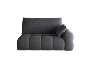 Canapé 2 places gris foncé modulable pour salon, méridienne droite, tissu velours doux, 130x105x86 cm