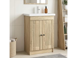 Armoire sous évier de salle de bain, meuble de rangement chêne sonoma shl6392