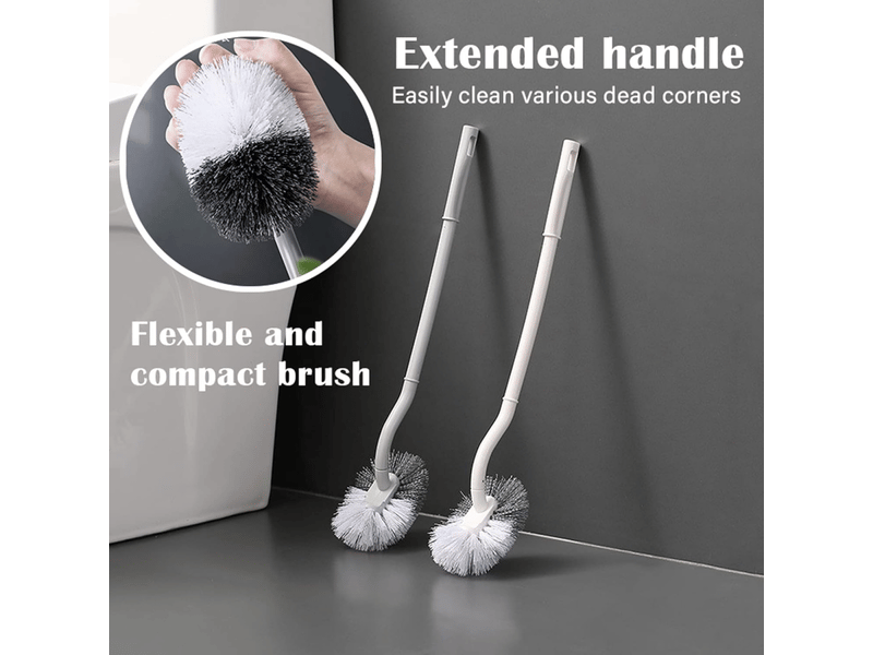  Lot de 2 brosses de toilette pour nettoyer les rebords de toilettes ; manche long et tête incurvée pour un nettoyage facile et en profondeur.  - Conforama B