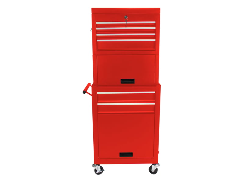  Meuble de rangement à 6 tiroirs avec verrouillage et roulettes pour garage et atelier en acier rouge  - Conforama A