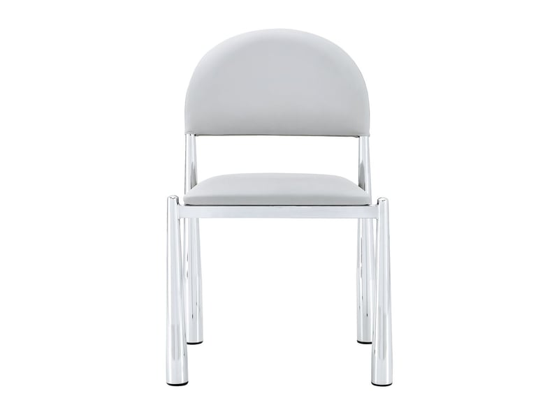  Chaise repas 80 cm 2 chaises dossier demi-rond cuir pu piètement métal assise rembourrée style moderne élégant robuste  - Conforama A
