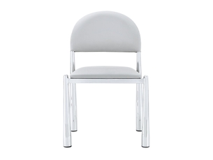 Chaise repas 80 cm 2 chaises dossier demi-rond cuir pu piètement métal assise rembourrée style moderne élégant robuste