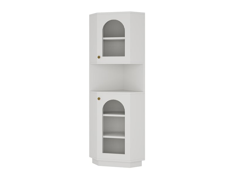  Armoire de salle de bains d'angle 45 x 45 x 166,5 cm blanche en mdf, éclairage et rangement  - Conforama E