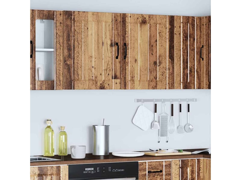 Meuble de rangement, armoires murales de cuisine lucca bois d'ingénierie vieilli - Conforama D