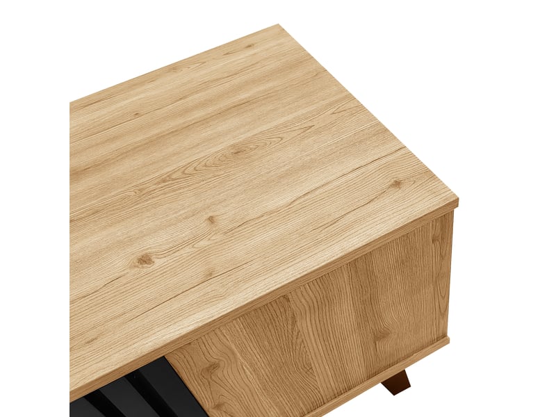  Table basse, 100x60x45 cm, avec rangement, mdf, noir et bois  - Conforama E