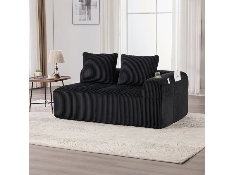  Canapé 2 places, canapé de salon — porte-gobelets, sans montage, en velours côtelé  - Conforama C
