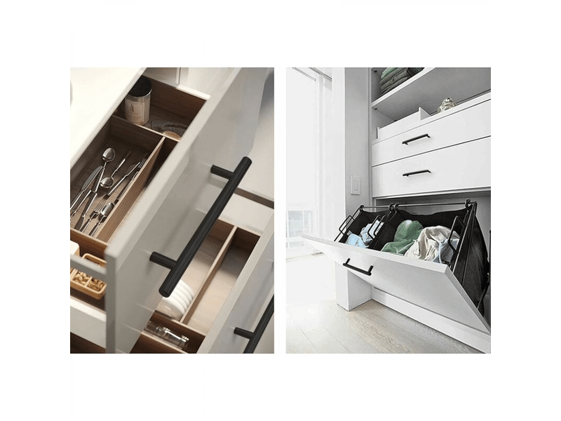  Paquet de 10 poignées noires pour porte de 160 mm en acier inoxydable, poignées pour meubles et armoires avec vis.  - Conforama C