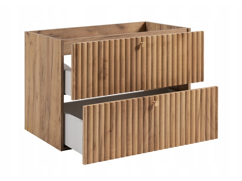  Meuble sous vasque suspendu bello chêne craft 80 cm  - Conforama D
