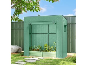 Serre à tomates avec porte enroulable et fenêtres mesh 196 x 77 x 197 cm verte evryae