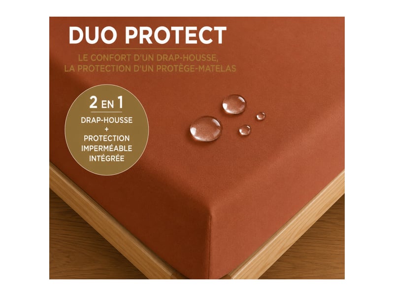  Drap housse duoprotect 180 x 200 + 30 cm avec technologie imperméable intégrée  - Conforama B