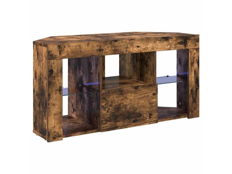 Meuble tv led d'angle 100x40x50 cm chêne fumé - Conforama A