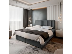 Lit avec rangement 180x200 cm <strong>MASSENO</strong>  <strong></strong> coloris gris