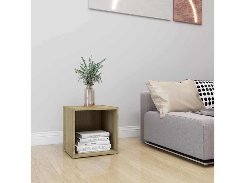  Meuble tv - banc tv - meuble de rangement chêne sonoma 37x35x37 cm bois d’ingénierie  - Conforama C