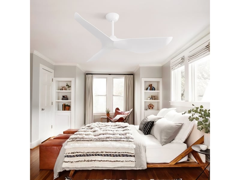  Ventilateur de plafond ø96.5cm réversible sans lumière | style moderne 3 pales abs blanc mat | moteur dc silencieux télécommande - blanc  - Conforama C