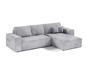 Canapé d'angle réversible convertible ULTRA  4 places Velours côtelé gris avec coffre de rangement