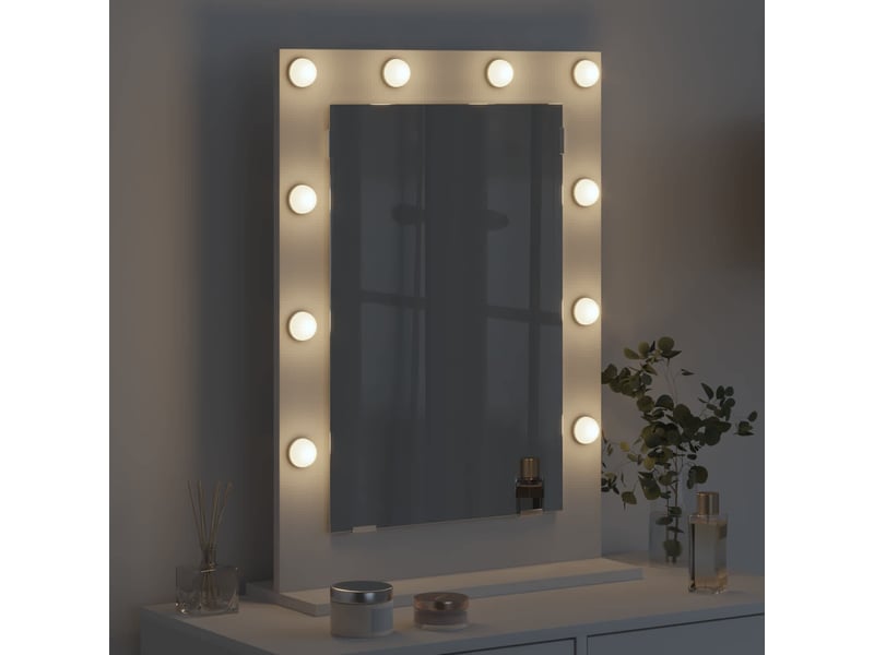 Miroir de vanité, miroir de coiffeuse blanc 70 x 50 x 18 cm verre et bois composite cf62739 - Conforama C