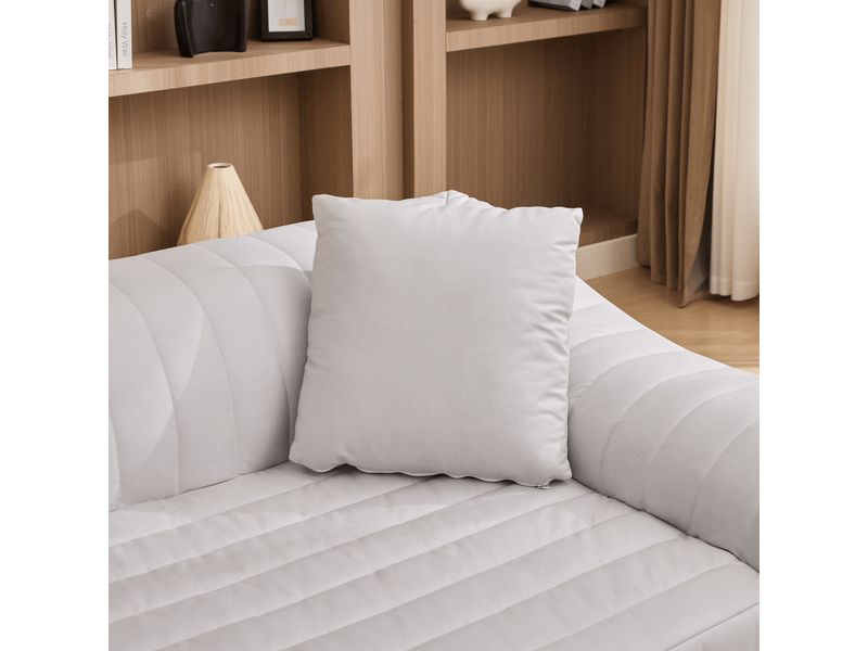 Canapé 2 places en tissu technique blanc, assise rembourrée en mousse pour salon et bureau  - Conforama E