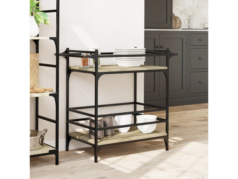  Desserte de cuisine, chariot de rangement chêne sonoma 82x40x78,5 cm bois d'ingénierie  - Conforama C