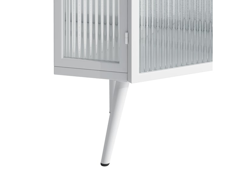  Meuble d'angle en métal et verre trempé blanc 56 x 42.5 x 80 cm W2552P481319 - Conforama E