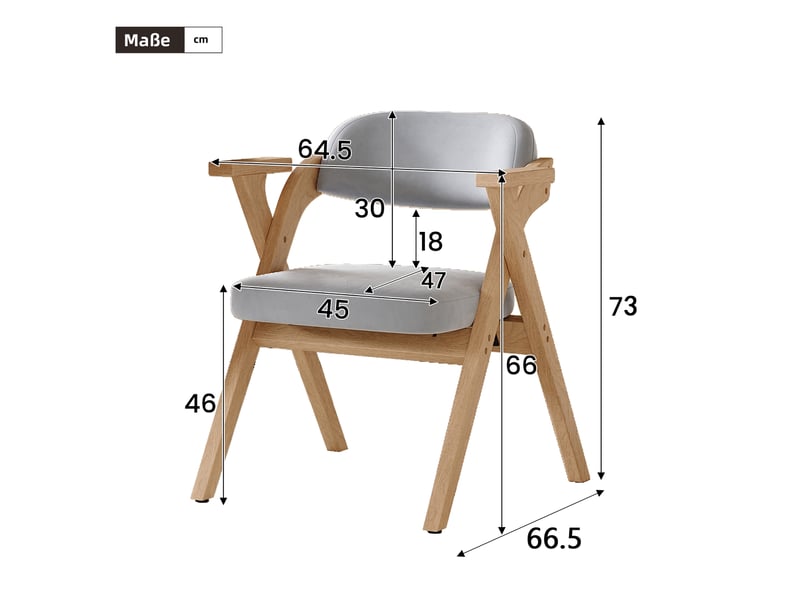  Lot de 4 chaises pliantes en bois massif avec coussins velours gris – parfaites pour salle à manger et café  - Conforama D