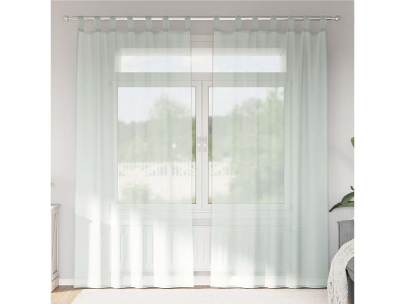  Lot de 2 rideaux en voile, voilages avec boucles gris clair 140x225 cm cf44298  - Conforama B