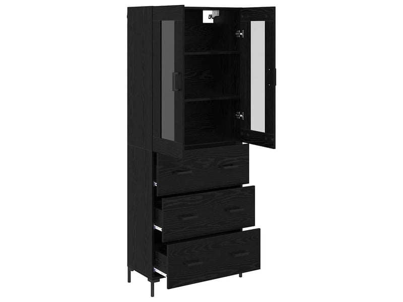 Buffet - haut armoire 2 pc chêne noir 69,5 x 34 x 180 cm - Conforama E
