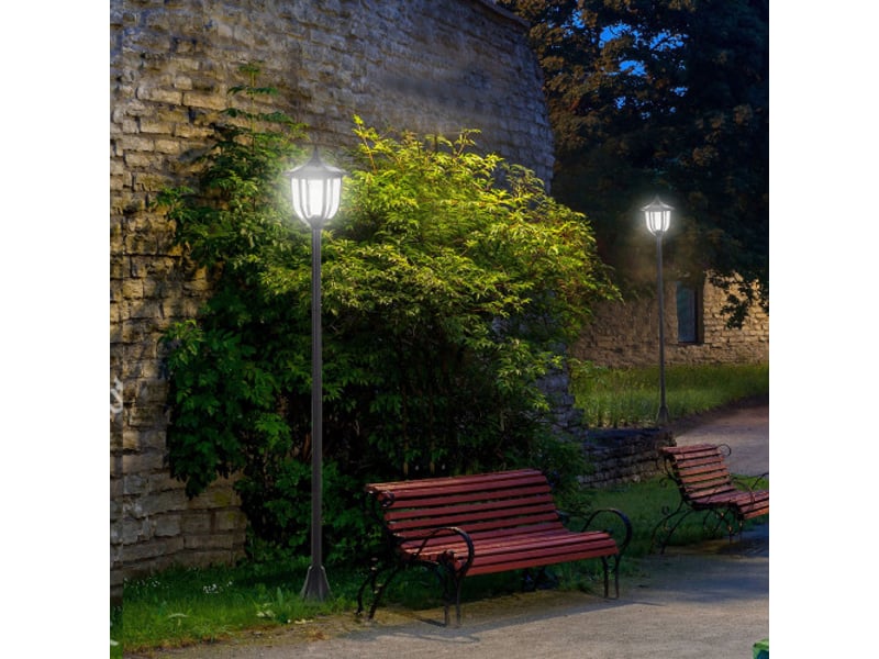  Lanterne solaire de jardin led 3060 lm, plastique noir, ø26,5 x h177 cm, jardin et terrasse  - Conforama C