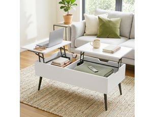 Table basse rectangulaire coloris blanc <strong>BEAOK</strong> <strong></strong> - 50 cmx100 cm