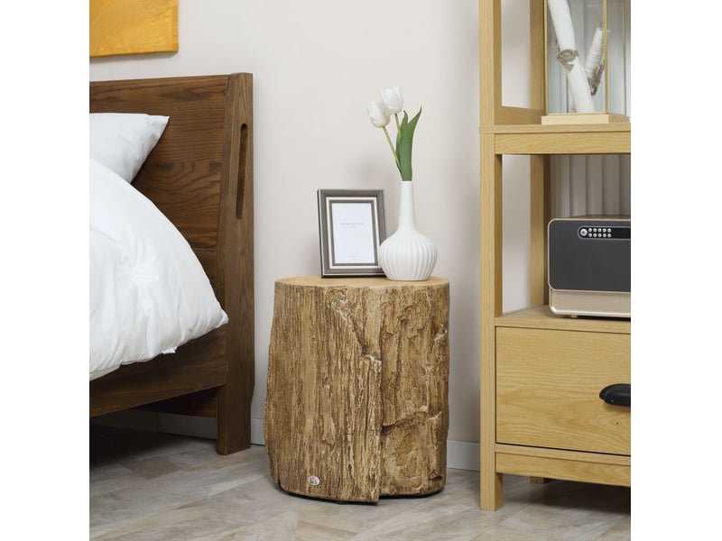 Table d'appoint effet tronc avec 4 pieds réglables, finition vernie résistante à l'eau pour salon ou chambre ø37 × 43 cm - Conforama B