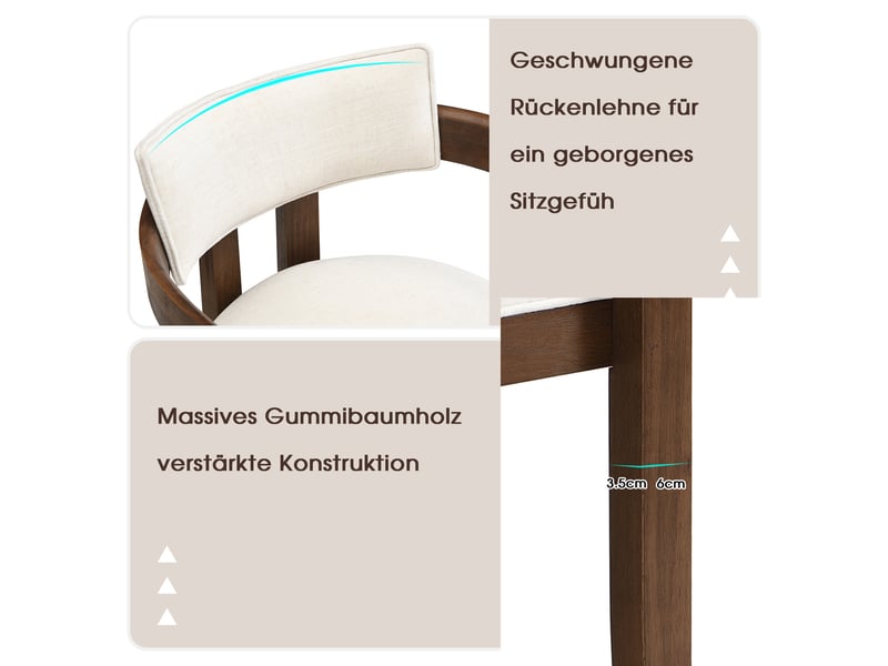  Lot de 4 chaises de salle à manger en bois massif couleur noyer  - Conforama D