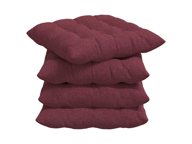 Lot de 4 coussins de siège, coussins décoratifs tissu bordeaux 40 x 40 x 6 cm cf59962 - Conforama A
