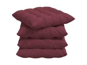 Lot de 4 coussins de siège, coussins décoratifs tissu bordeaux 40 x 40 x 6 cm cf59962