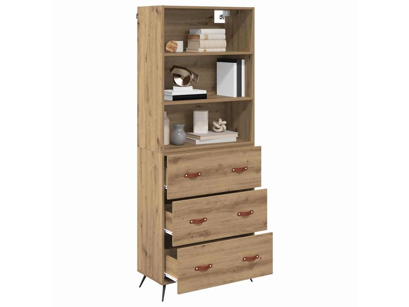 Buffet - haut armoire chêne artisanal 69,5 x 34 x 180 cm - Conforama C