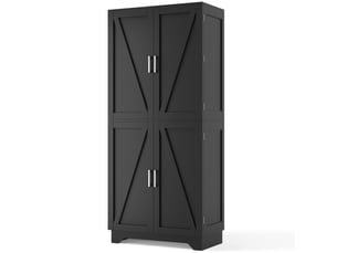Armoire de cuisine 4 portes avec casier à vin en mdf noir et naturel 80x40x180 cm