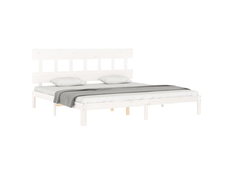  Lit double- lit adulte -  cadre de lit sans matelas blanc 200x200 cm bois massif de pin  - Conforama C