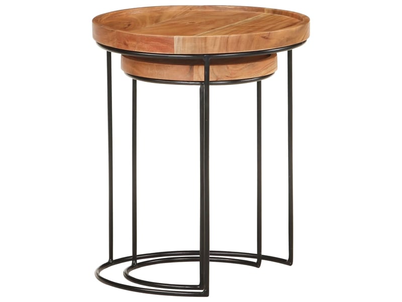  Ensemble de table basse 2 pcs bois d'acacia massif et acier  - Conforama D