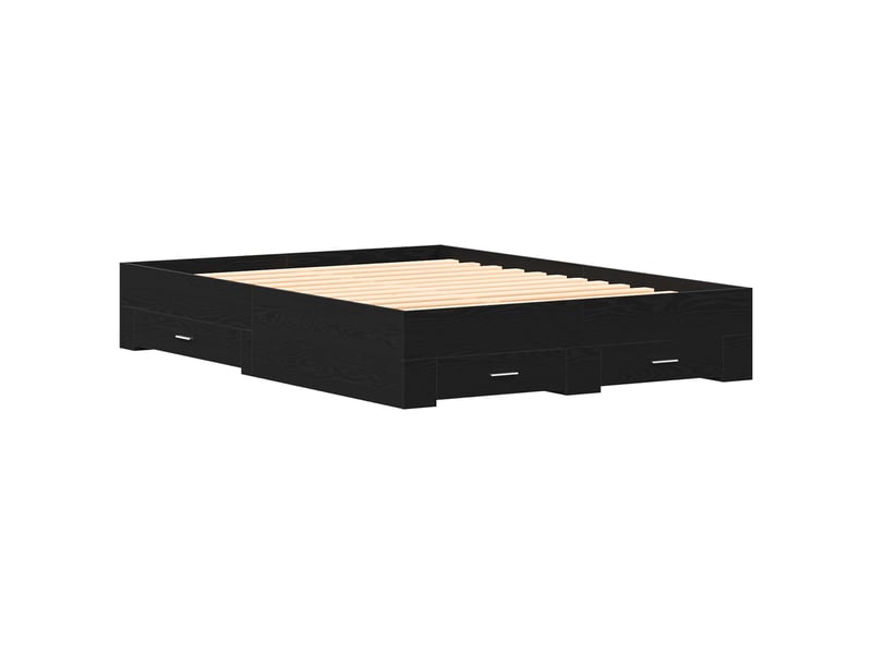 Lit double- lit adulte -  cadre de lit chêne noir 160 x 200 cm bois d'ingénierie  - Conforama C